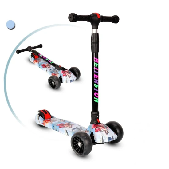 Rett 브랜드 도매 3 깜박이는 바퀴 어린이 스쿠터 접이식 조절 가능한 높이 어린이 킥 스쿠터